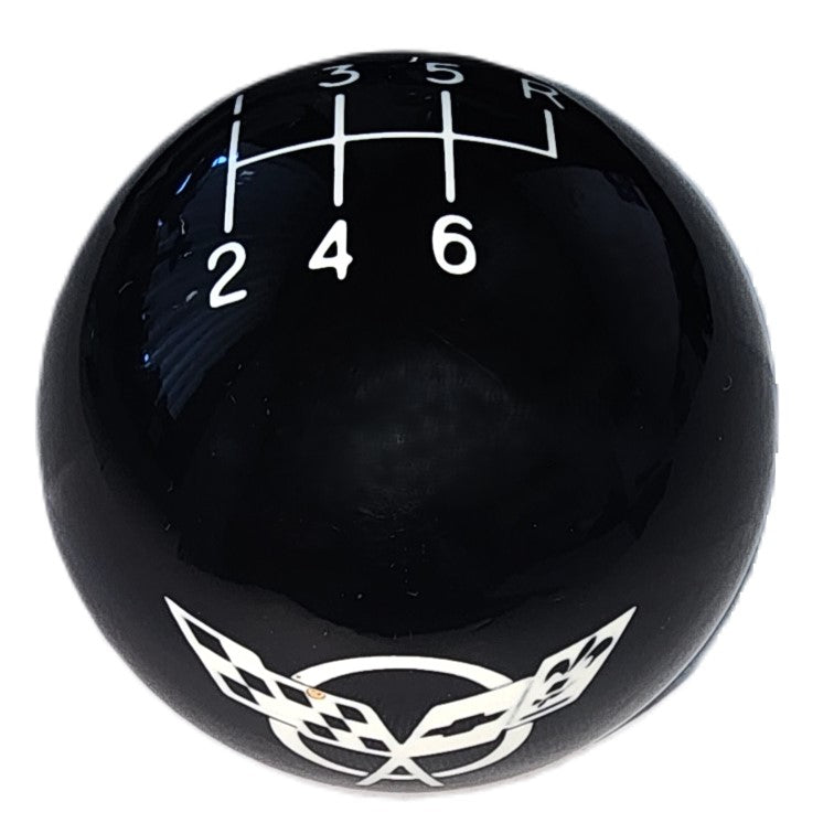 Black 6 Speed Shift Knob with C5 Flags Logo