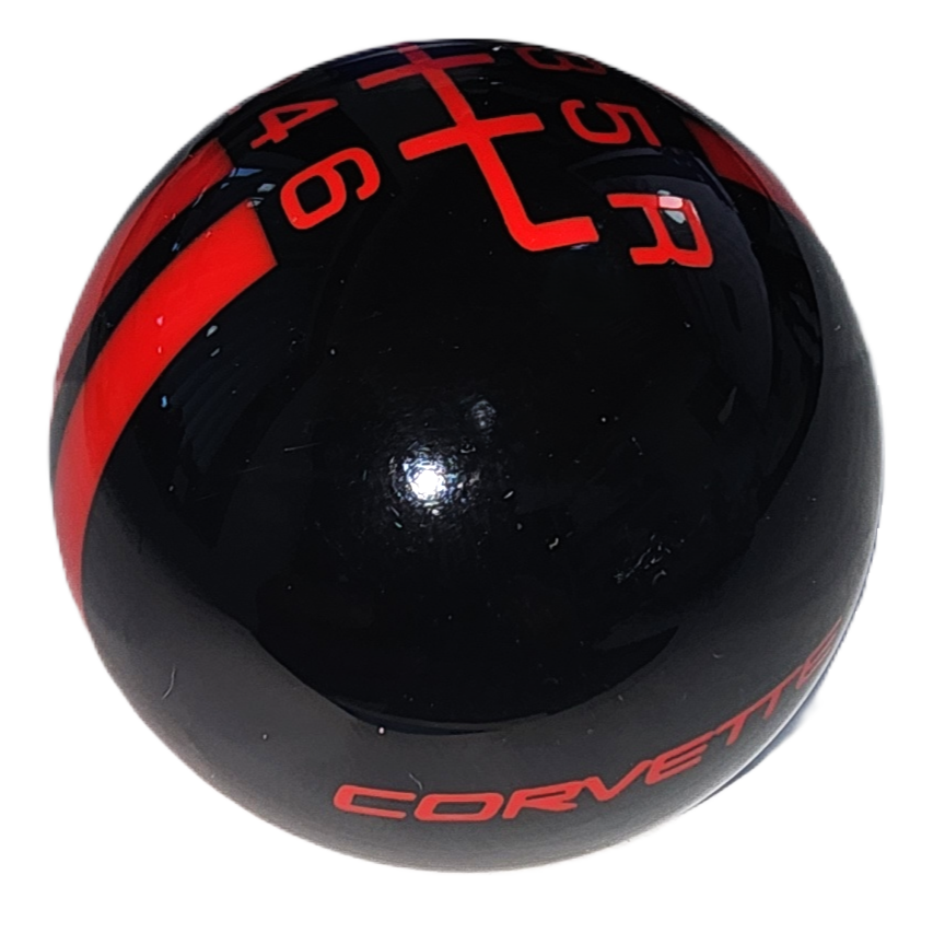 Rally Stripe Black with Red 6 Speed Corvette Logo C5 Shift Knob