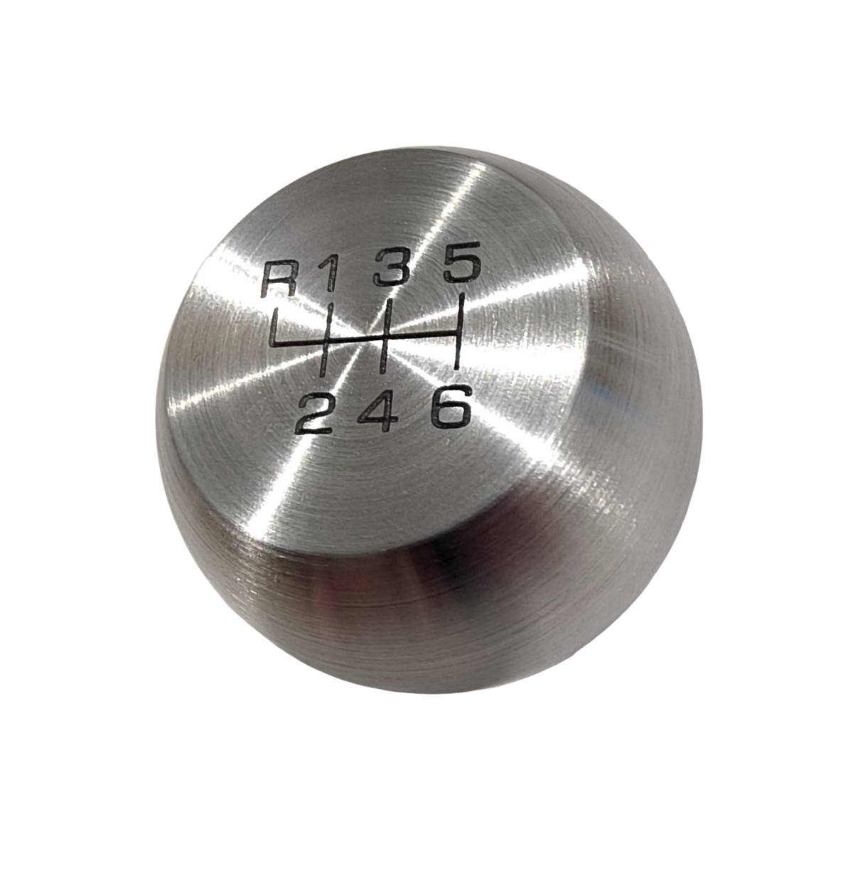 image of Brushed Stainless Steel Heavy Weight FlatTop Rev up left 6 Speed Shift Knob